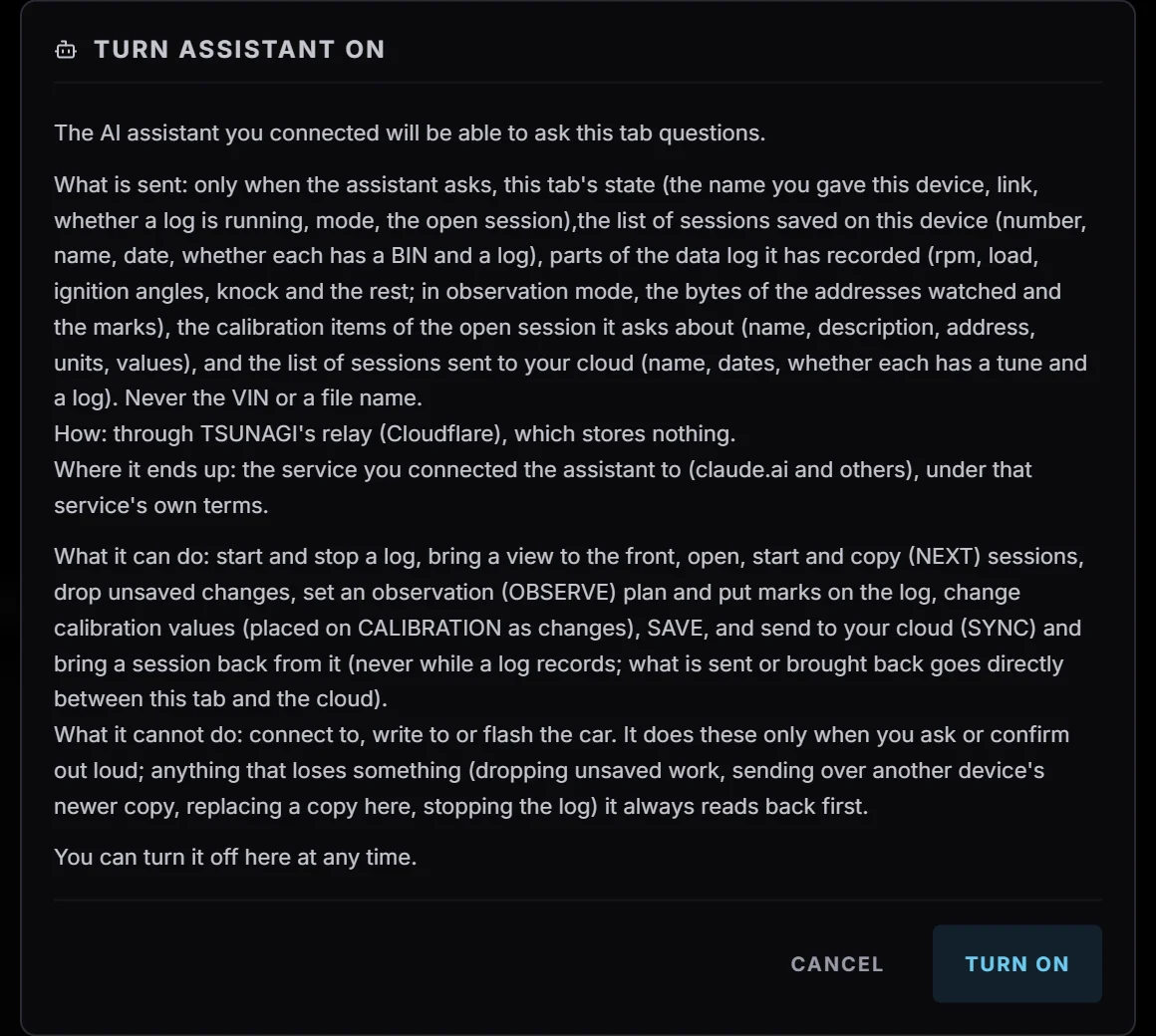 The Turn ASSISTANT on dialog