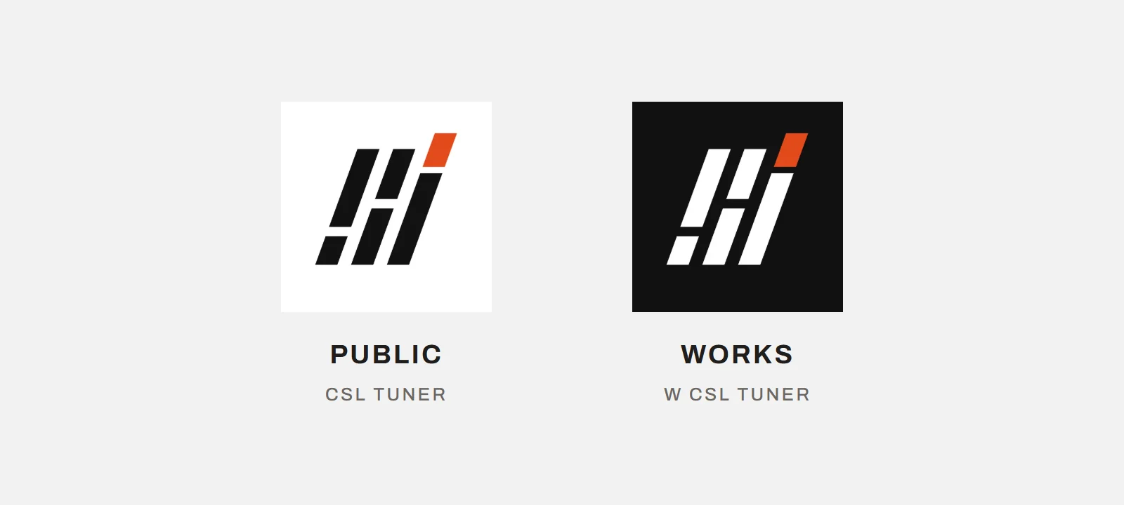 The icons of TUNER's public build (CSL TUNER) and WORKS build (W CSL TUNER)